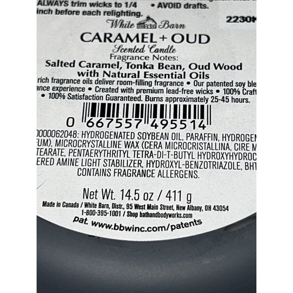 Bath & Body Works 14.5oz. *CARAMEL & OUD* 3 Wick TEST Candle NEW - Picture 13 of 13